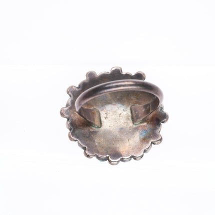 sz7.25 vintage Zuni sterling silver snake eye turquoise cluster size 7.25 ring