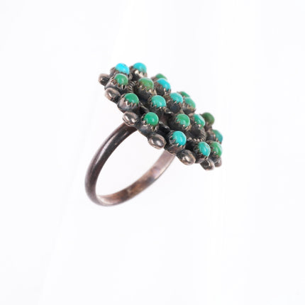 sz7.25 vintage Zuni sterling silver snake eye turquoise cluster size 7.25 ring