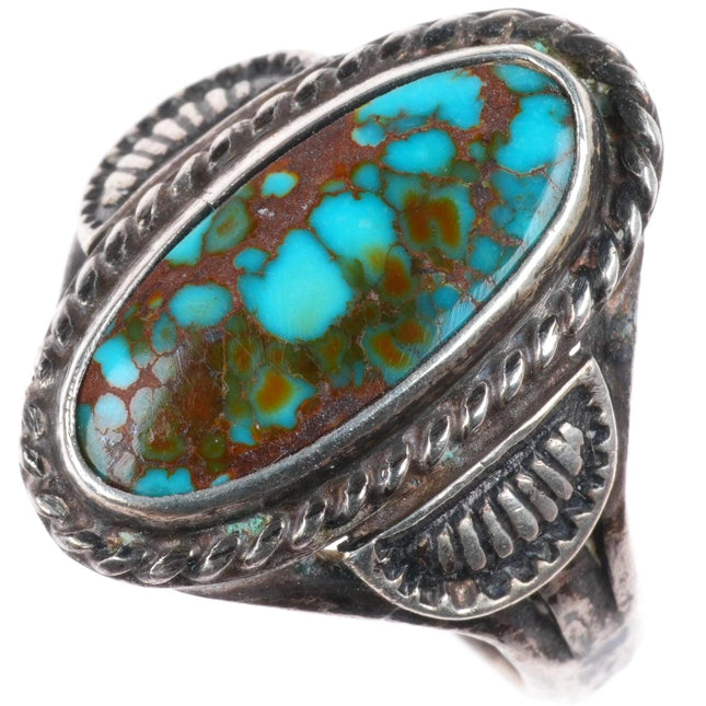sz5.5 c1930-40's Navajo high grade Royston Nevada turquoise sterling silver ring
