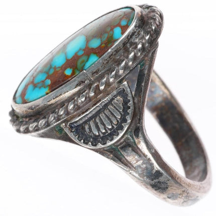 sz5.5 c1930-40's Navajo high grade Royston Nevada turquoise sterling silver ring