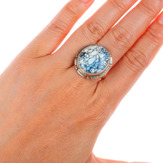sz8 Nevada spiderweb Hotsonite James Francisco Navajo sterling silver ring