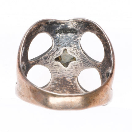 sz6 vintage Navajo sterling silver cast ring with turquoise