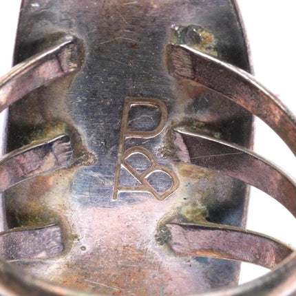 sz9 vintage Zuni sterling silver fishscale inlay turquoise ring