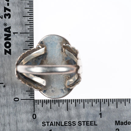 sz11 vintage DZ Navajo sterling silver red spiderweb turquoise size 11 ring