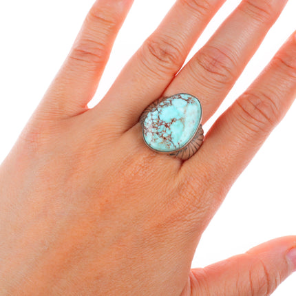 sz11 vintage DZ Navajo sterling silver red spiderweb turquoise size 11 ring