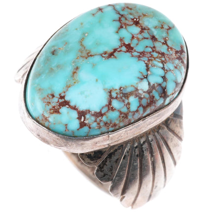 sz11 vintage DZ Navajo sterling silver red spiderweb turquoise size 11 ring