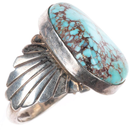 sz11 vintage DZ Navajo sterling silver red spiderweb turquoise size 11 ring
