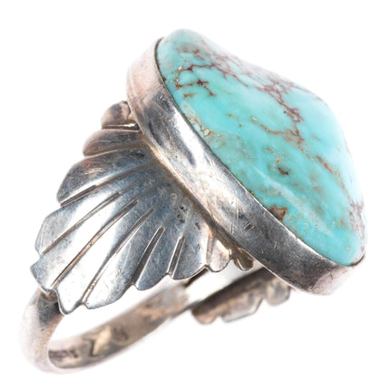sz11 vintage DZ Navajo sterling silver red spiderweb turquoise size 11 ring