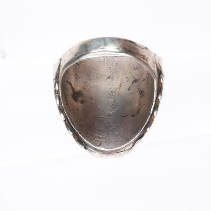 sz11.5 vintage Navajo sterling silver spiderweb turquoise inlay size 11.5 ring