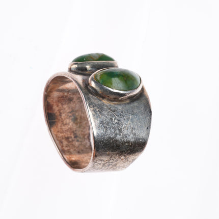 sz10.5 Cerillos turquoise vintage Navajo sterling silver 2 stone ring