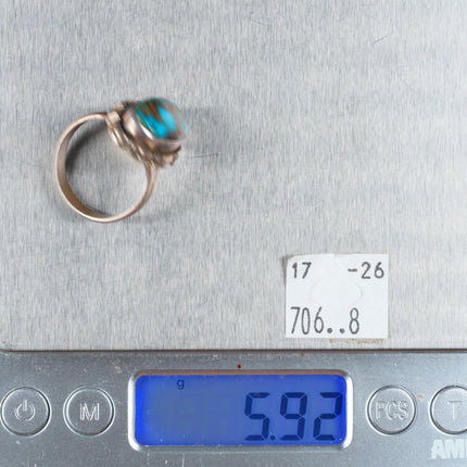 sz9 Leslie Yazzie Navajo high grade Royston turquoise sterling silver ring