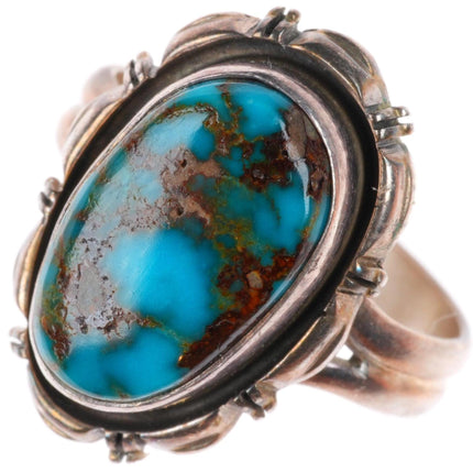 sz9 Leslie Yazzie Navajo high grade Royston turquoise sterling silver ring