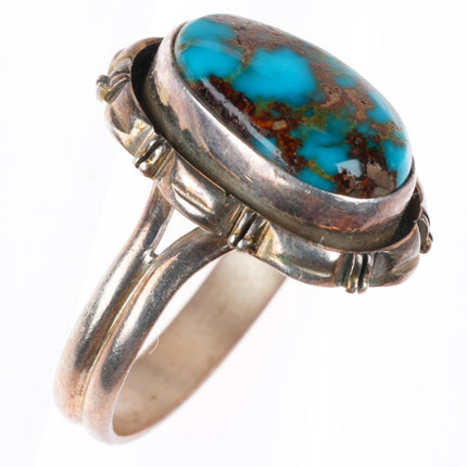 sz9 Leslie Yazzie Navajo high grade Royston turquoise sterling silver ring