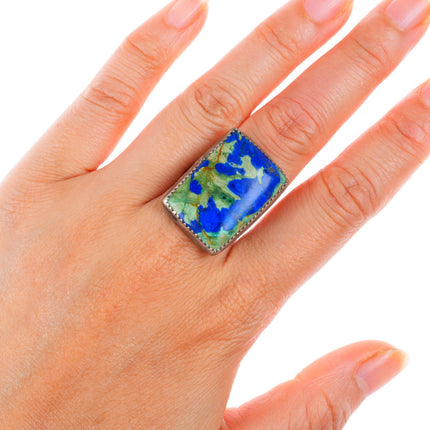 sz7 vintage Native American sterling silver blue/green jasper ring