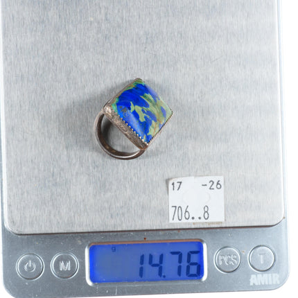 sz7 vintage Native American sterling silver blue/green jasper ring