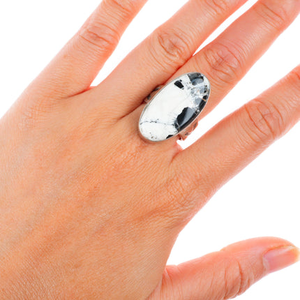 sz8.5 Steve Francisco Navajo sterling silver white buffalo size 8.5 ring