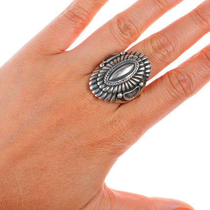 sz12 Harry H Begay Navajo sterling silver stamped/chiseled size 12 Men's ring