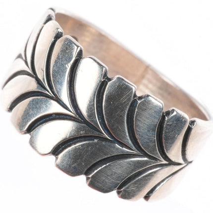 sz10 Steve Yellowhorse Navajo sterling silver stamped band ring