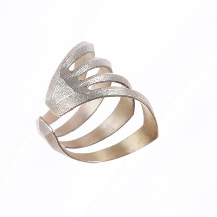 sz10 Maria Samora Taos Pueblo Tufa Cast sterling silver 4 shank ring