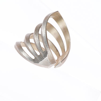 sz10 Maria Samora Taos Pueblo Tufa Cast sterling silver 4 shank ring