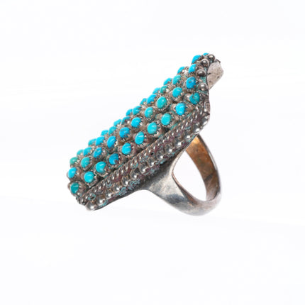 sz6 c1940's vintage Zuni sterling silver snake eye turquoise ring