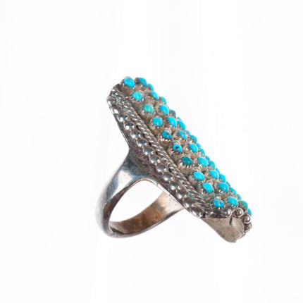sz6 c1940's vintage Zuni sterling silver snake eye turquoise ring