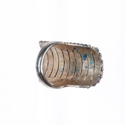 sz6 c1940's vintage Zuni sterling silver snake eye turquoise ring
