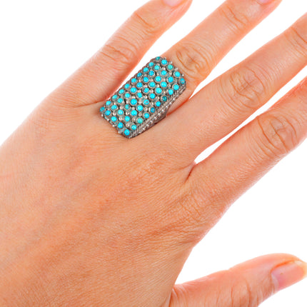 sz6 c1940's vintage Zuni sterling silver snake eye turquoise ring