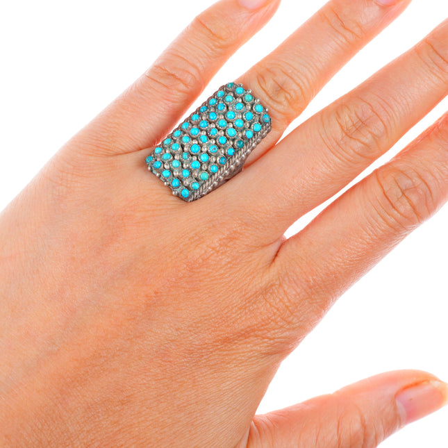 sz6 c1940's vintage Zuni sterling silver snake eye turquoise ring