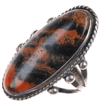 sz6 c1930's Etsitty Tsosie Navajo sterling silver petrified wood ring