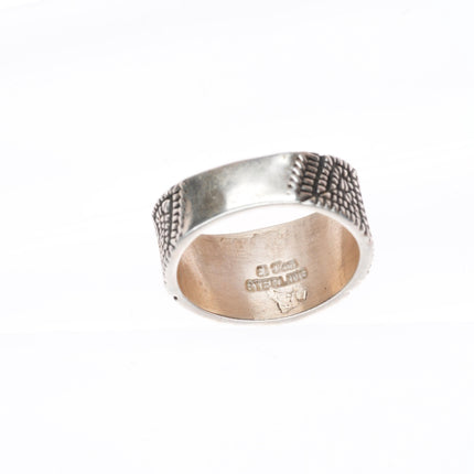 sz8.75 Elgin Tom Navajo sterling silver tapered band ring Maize/corn design