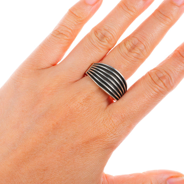 sz11 Francis Jones Navajo sterling silver modernist banded size 11 ring
