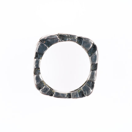 sz9.5 Dian Malouf chunky sterling silver brutalist zig zag band ring