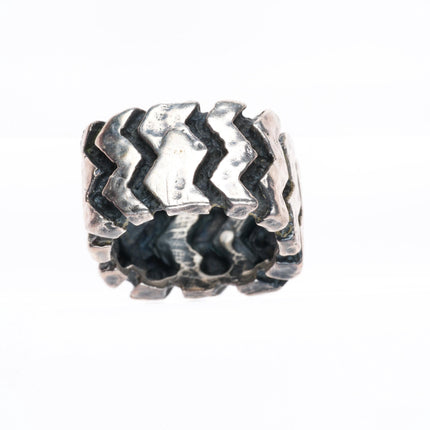 sz9.5 Dian Malouf chunky sterling silver brutalist zig zag band ring