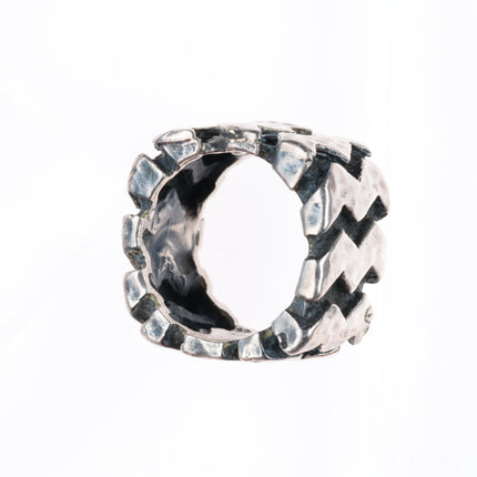 sz9.5 Dian Malouf chunky sterling silver brutalist zig zag band ring