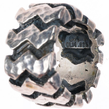 sz9.5 Dian Malouf chunky sterling silver brutalist zig zag band ring
