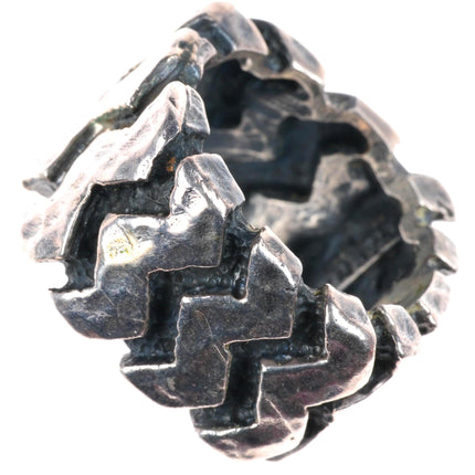 sz9.5 Dian Malouf chunky sterling silver brutalist zig zag band ring