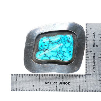 1.75" Vintage Birds Eye Kingman turquoise Navajo sterling silver belt buckle