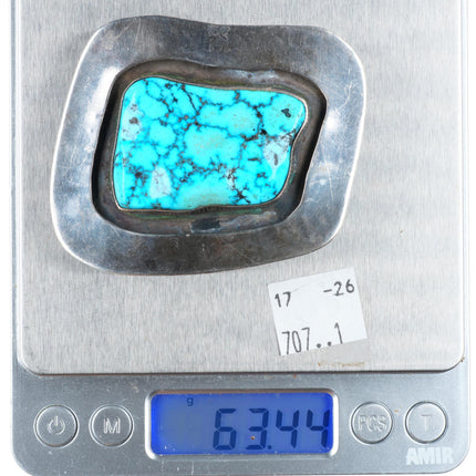 1.75" Vintage Birds Eye Kingman turquoise Navajo sterling silver belt buckle