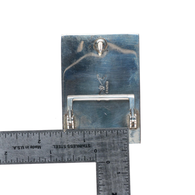 1.25" Roger Wilbur sterling silver turquoise intarsia inlay belt buckle