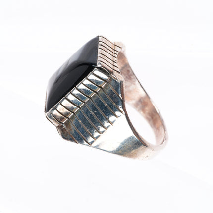 sz12 Ray Jack Navajo sterling silver onyx size 12 men's ring