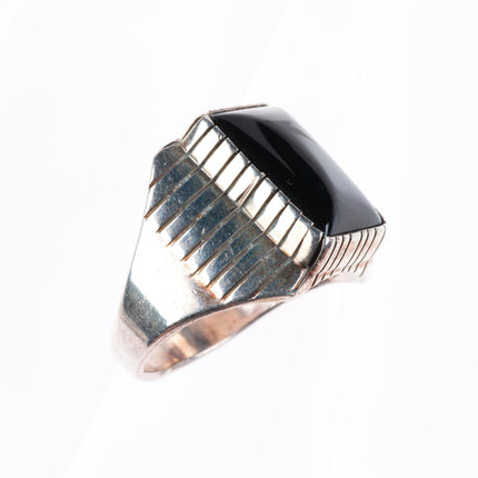 sz12 Ray Jack Navajo sterling silver onyx size 12 men's ring