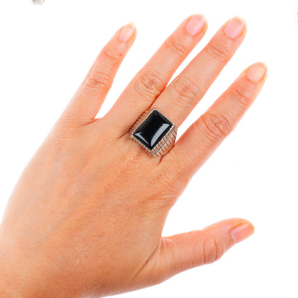 sz12 Ray Jack Navajo sterling silver onyx size 12 men's ring