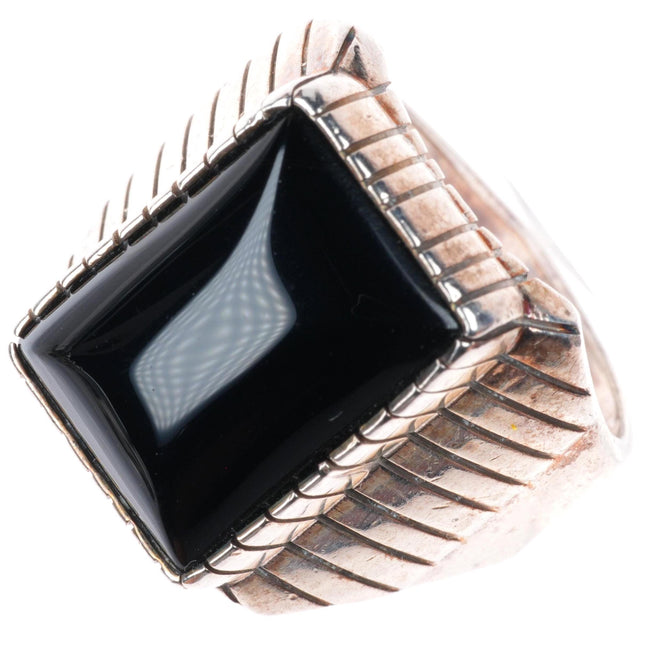 sz12 Ray Jack Navajo sterling silver onyx size 12 men's ring