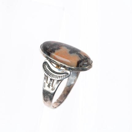 sz10 1940's vintage Navajo Fred Harvey era sterling silver petrified wood ring