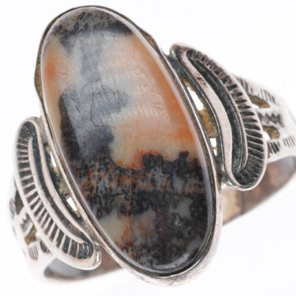 sz10 1940's vintage Navajo Fred Harvey era sterling silver petrified wood ring