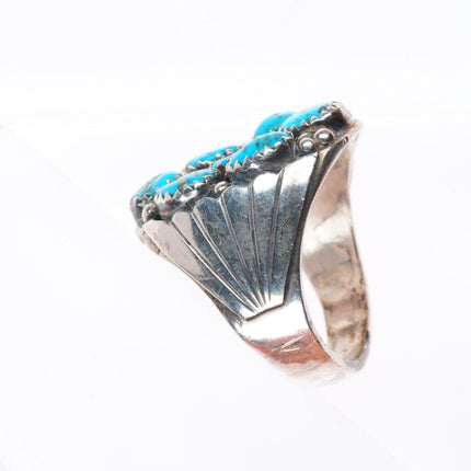 sz11 vintage Navajo sterling silver turquoise cluster size 11 men's ring