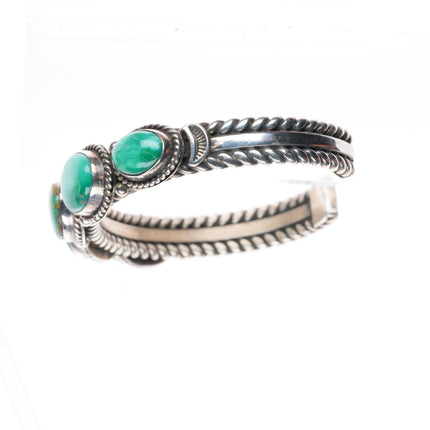6.2" Albert Jake Navajo sterling silver Sonoran Gold turquoise row cuff bracelet