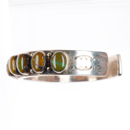 6.7" Dean Brown Navajo sturdy sterling silver green turquoise row cuff bracelet