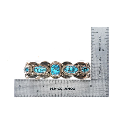 6.7" vintage Navajo high grade spiderweb turquoise sterling silver cuff bracelet